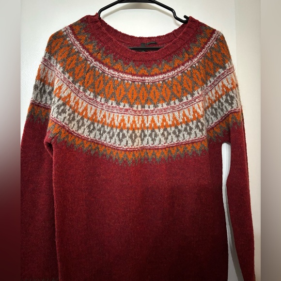 Stile Benetton Women Y2K Wool Fair Isle Multicolor Pullover Sweater Winter Warm - Picture 8 of 9
